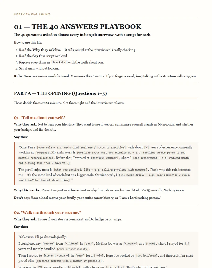 A partial page from The 40 Answers Playbook